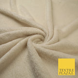IVORY / BLACK Premium Super Soft Double Sided Cuddle Fleece Fabric Material 59"
