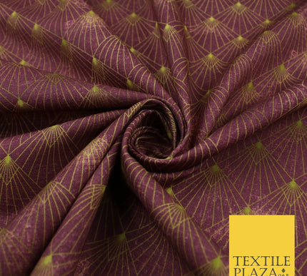 Wine Art Deco Fan Design 100% Cotton Canvas Printed Fabric Craft 59" Wide 9099