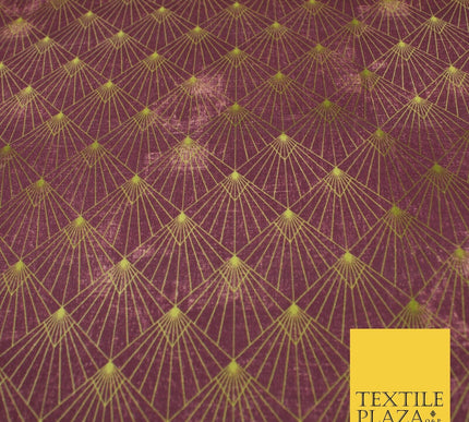 Wine Art Deco Fan Design 100% Cotton Canvas Printed Fabric Craft 59" Wide 9099