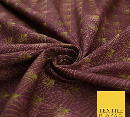 Wine Art Deco Fan Design 100% Cotton Canvas Printed Fabric Craft 59" Wide 9099