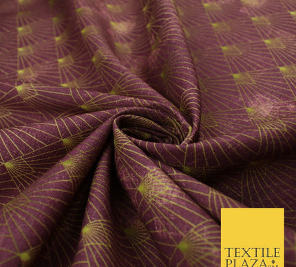 Wine Art Deco Fan Design 100% Cotton Canvas Printed Fabric Craft 59" Wide 9099