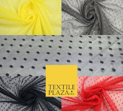 5 COLOURS - 3mm Dobby Pin Spot Polka Dot Mesh Net Tulle Dress Fabric 59" Wide