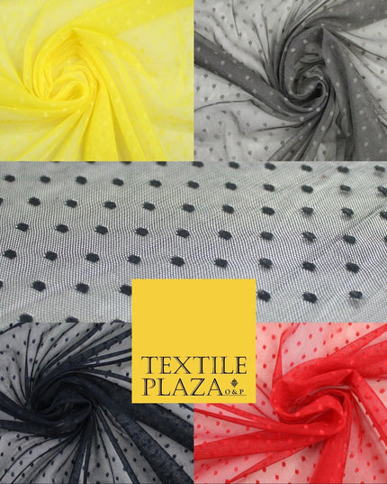 5 COLOURS - 3mm Dobby Pin Spot Polka Dot Mesh Net Tulle Dress Fabric 59" Wide