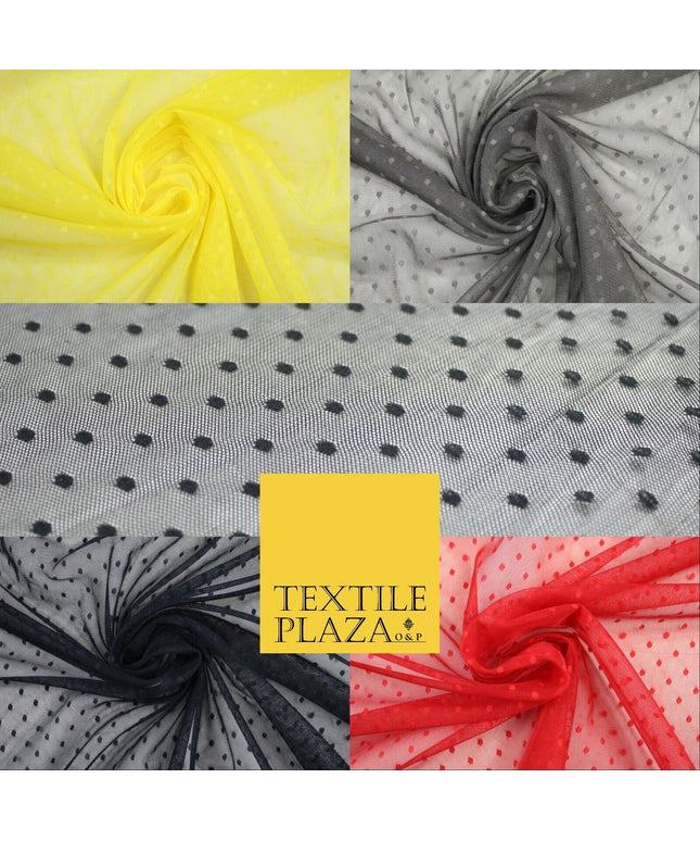 5 COLOURS - 3mm Dobby Pin Spot Polka Dot Mesh Net Tulle Dress Fabric 59" Wide