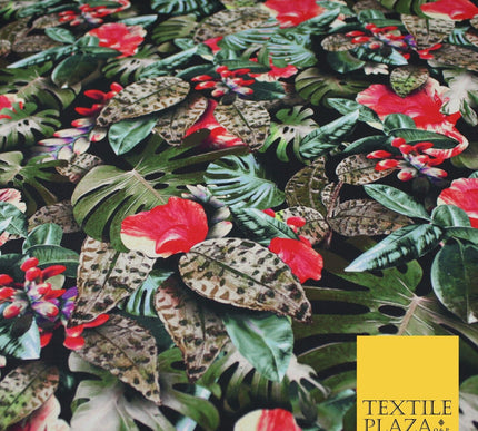 Exotic Jungle Monstera Leaves Intense 100% Cotton Canvas Print Fabric Craft 9098