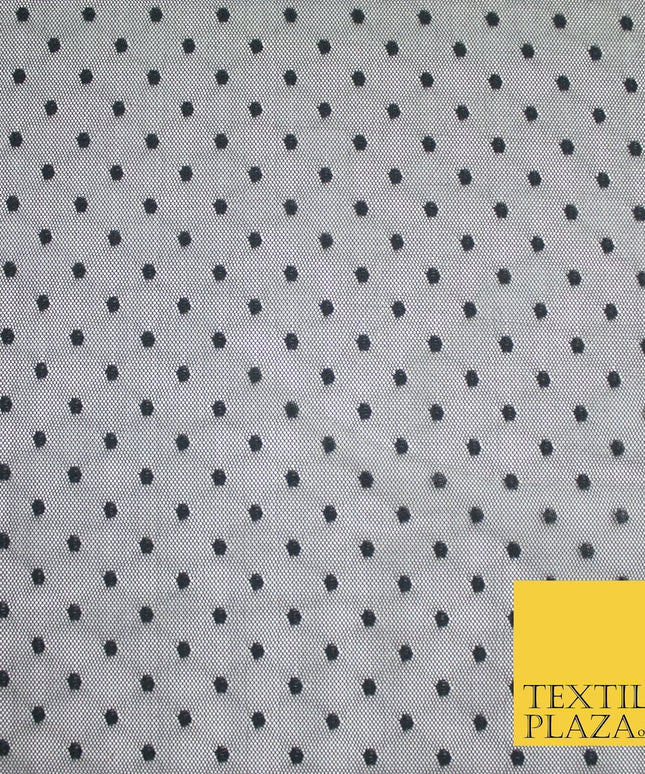 5 COLOURS - 3mm Dobby Pin Spot Polka Dot Mesh Net Tulle Dress Fabric 59" Wide