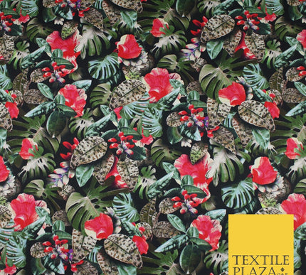 Exotic Jungle Monstera Leaves Intense 100% Cotton Canvas Print Fabric Craft 9098