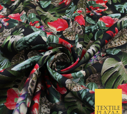 Exotic Jungle Monstera Leaves Intense 100% Cotton Canvas Print Fabric Craft 9098