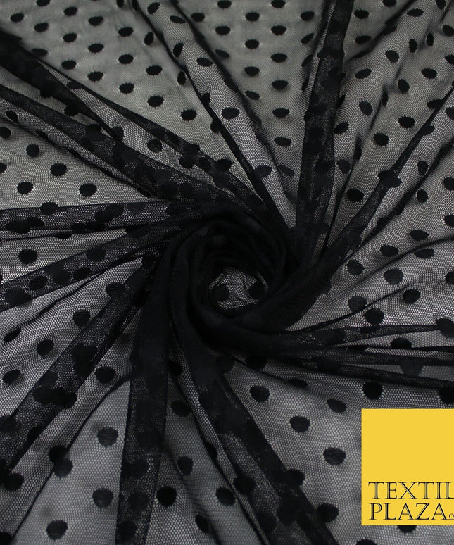 4 COLOURS - PEA Spot Polka Dot Dobby Mesh Net Tulle Dress Fabric 59" Wide