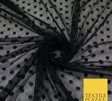 4 COLOURS - PEA Spot Polka Dot Dobby Mesh Net Tulle Dress Fabric 59" Wide