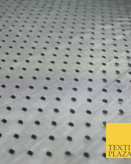 5 COLOURS - 3mm Dobby Pin Spot Polka Dot Mesh Net Tulle Dress Fabric 59" Wide