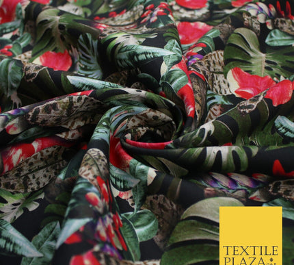 Exotic Jungle Monstera Leaves Intense 100% Cotton Canvas Print Fabric Craft 9098