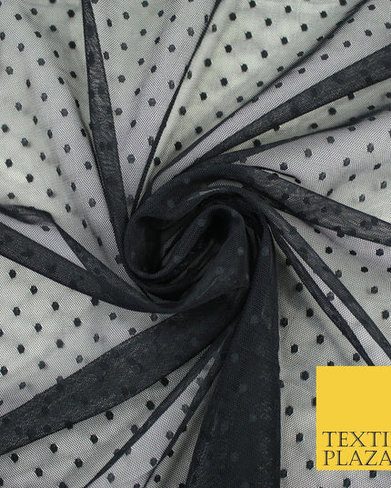 5 COLOURS - 3mm Dobby Pin Spot Polka Dot Mesh Net Tulle Dress Fabric 59" Wide