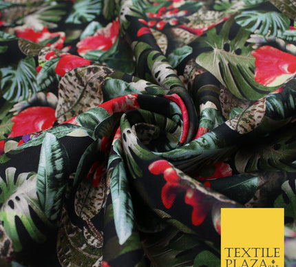 Exotic Jungle Monstera Leaves Intense 100% Cotton Canvas Print Fabric Craft 9098