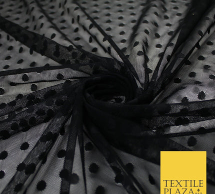 4 COLOURS - PEA Spot Polka Dot Dobby Mesh Net Tulle Dress Fabric 59" Wide
