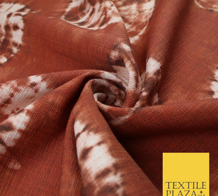 2 COLOURS - Tie Dye Light Beam Linen Look Jacquard Printed Cotton Blend Fabric