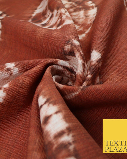 2 COLOURS - Tie Dye Light Beam Linen Look Jacquard Printed Cotton Blend Fabric