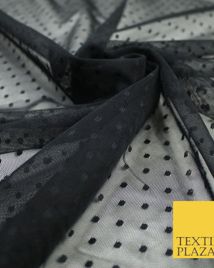 5 COLOURS - 3mm Dobby Pin Spot Polka Dot Mesh Net Tulle Dress Fabric 59" Wide