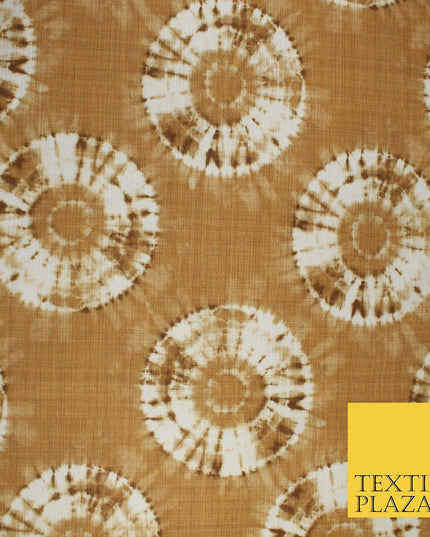 2 COLOURS - Tie Dye Light Beam Linen Look Jacquard Printed Cotton Blend Fabric