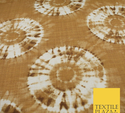 2 COLOURS - Tie Dye Light Beam Linen Look Jacquard Printed Cotton Blend Fabric
