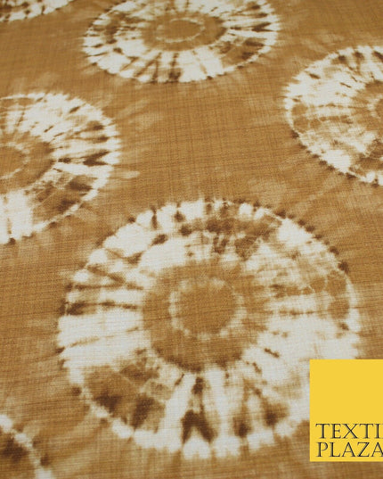2 COLOURS - Tie Dye Light Beam Linen Look Jacquard Printed Cotton Blend Fabric