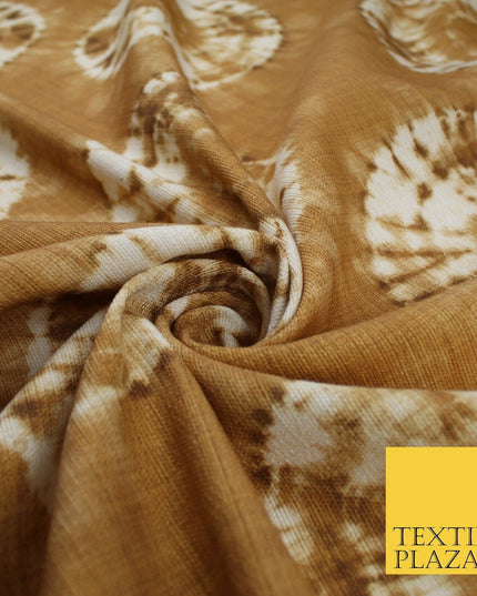 2 COLOURS - Tie Dye Light Beam Linen Look Jacquard Printed Cotton Blend Fabric