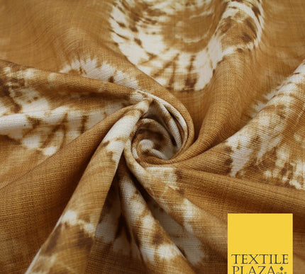 2 COLOURS - Tie Dye Light Beam Linen Look Jacquard Printed Cotton Blend Fabric