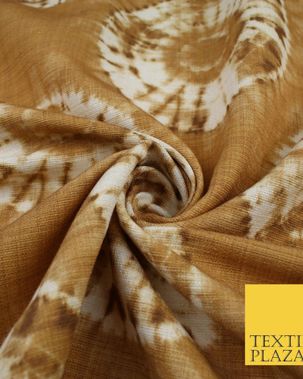 2 COLOURS - Tie Dye Light Beam Linen Look Jacquard Printed Cotton Blend Fabric