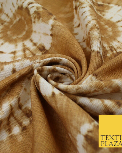 2 COLOURS - Tie Dye Light Beam Linen Look Jacquard Printed Cotton Blend Fabric