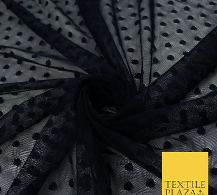 4 COLOURS - PEA Spot Polka Dot Dobby Mesh Net Tulle Dress Fabric 59" Wide