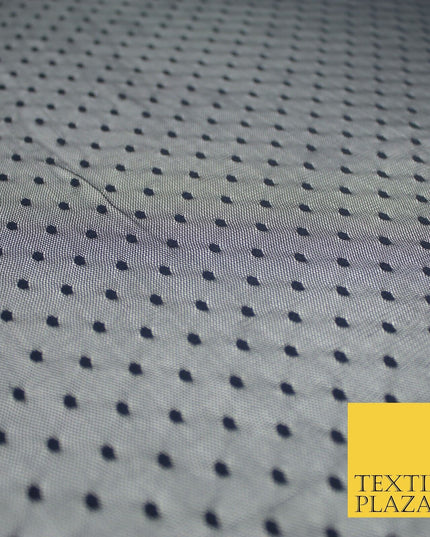 5 COLOURS - 3mm Dobby Pin Spot Polka Dot Mesh Net Tulle Dress Fabric 59" Wide
