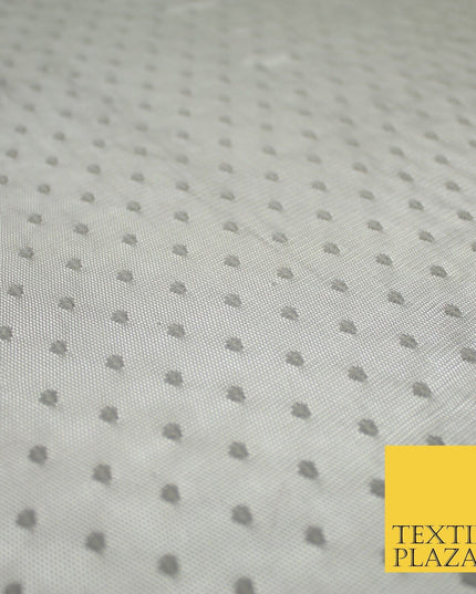 5 COLOURS - 3mm Dobby Pin Spot Polka Dot Mesh Net Tulle Dress Fabric 59" Wide