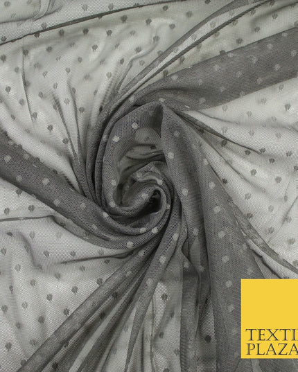 5 COLOURS - 3mm Dobby Pin Spot Polka Dot Mesh Net Tulle Dress Fabric 59" Wide