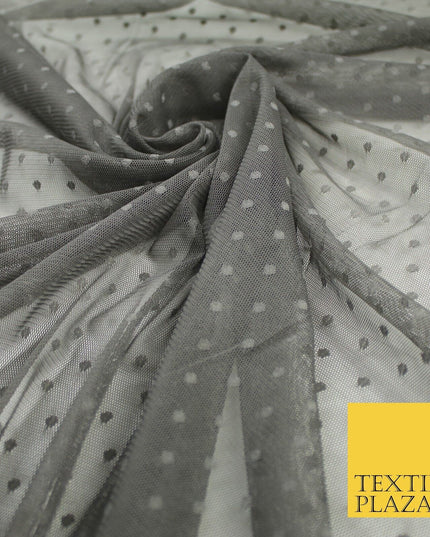 5 COLOURS - 3mm Dobby Pin Spot Polka Dot Mesh Net Tulle Dress Fabric 59" Wide