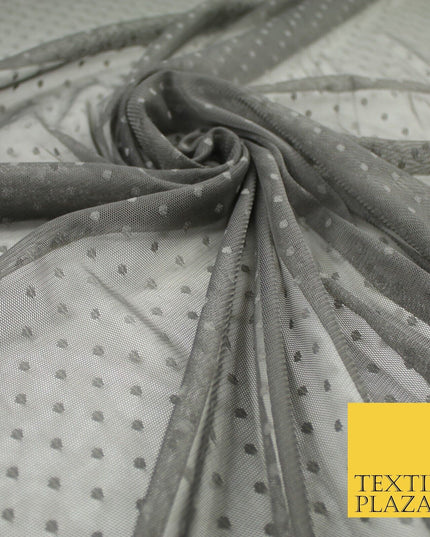 5 COLOURS - 3mm Dobby Pin Spot Polka Dot Mesh Net Tulle Dress Fabric 59" Wide