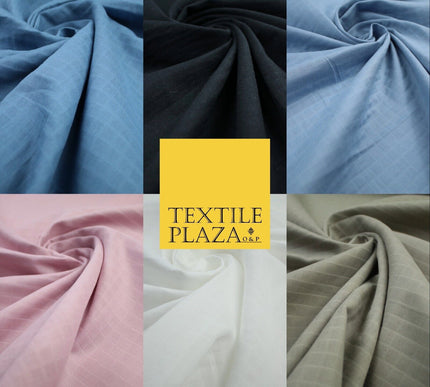 6 COLOURS - Checked Jacquard Flat Double Gauze Woven 100% Cotton Fabric