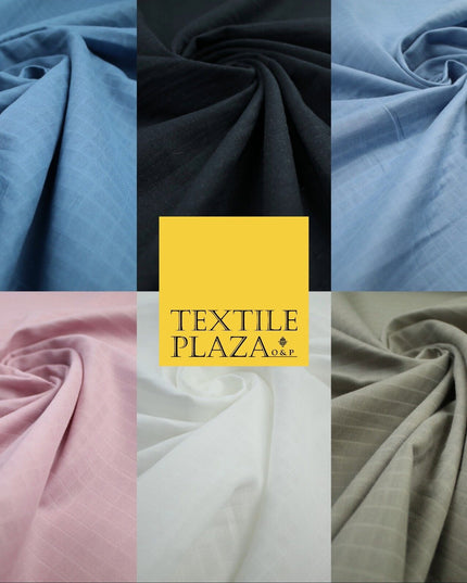 6 COLOURS - Checked Jacquard Flat Double Gauze Woven 100% Cotton Fabric