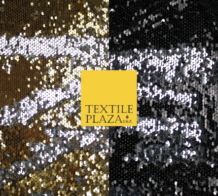 GOLD SILVER BLACK Reversible MERMAID FLIP SEQUIN Fabric 2 Colour Changing Net
