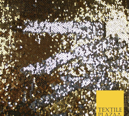 GOLD SILVER BLACK Reversible MERMAID FLIP SEQUIN Fabric 2 Colour Changing Net