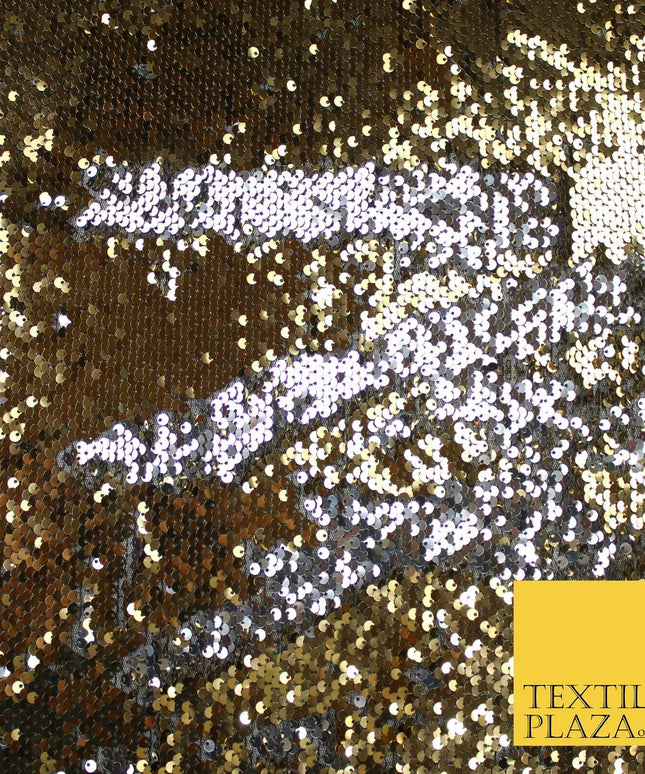 GOLD SILVER BLACK Reversible MERMAID FLIP SEQUIN Fabric 2 Colour Changing Net