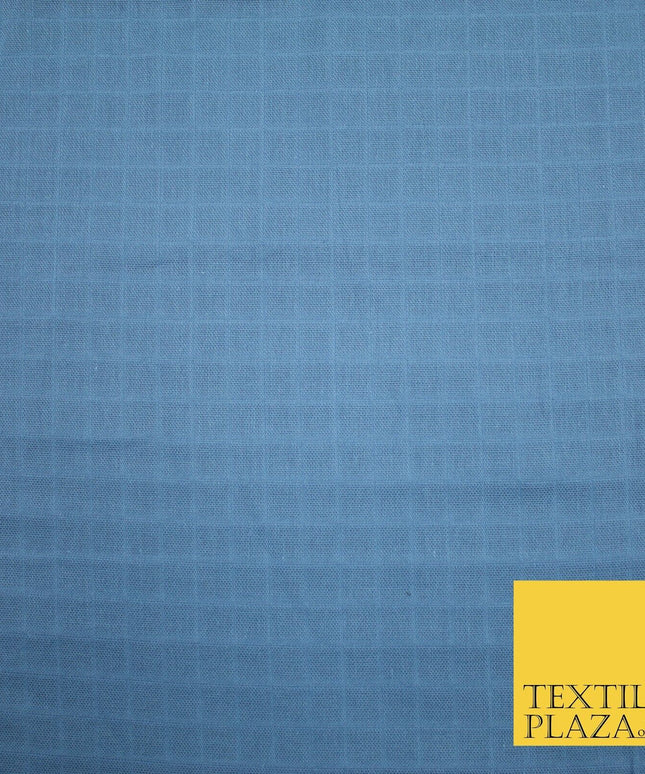 6 COLOURS - Checked Jacquard Flat Double Gauze Woven 100% Cotton Fabric