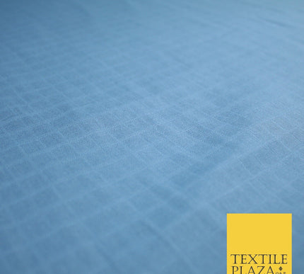 6 COLOURS - Checked Jacquard Flat Double Gauze Woven 100% Cotton Fabric