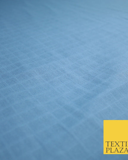 6 COLOURS - Checked Jacquard Flat Double Gauze Woven 100% Cotton Fabric