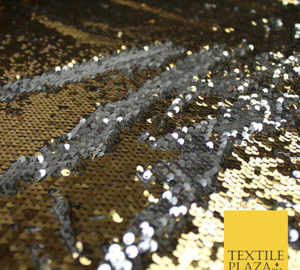GOLD SILVER BLACK Reversible MERMAID FLIP SEQUIN Fabric 2 Colour Changing Net
