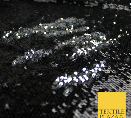 GOLD SILVER BLACK Reversible MERMAID FLIP SEQUIN Fabric 2 Colour Changing Net