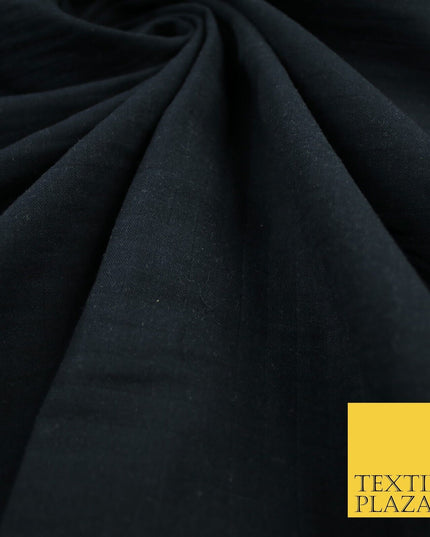 6 COLOURS - Checked Jacquard Flat Double Gauze Woven 100% Cotton Fabric