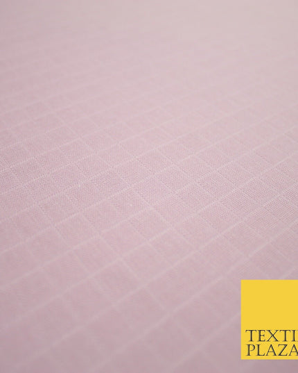 6 COLOURS - Checked Jacquard Flat Double Gauze Woven 100% Cotton Fabric