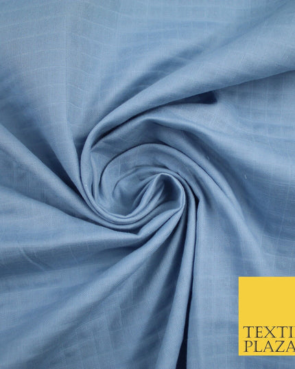 6 COLOURS - Checked Jacquard Flat Double Gauze Woven 100% Cotton Fabric