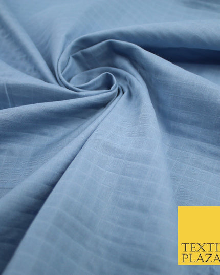 6 COLOURS - Checked Jacquard Flat Double Gauze Woven 100% Cotton Fabric