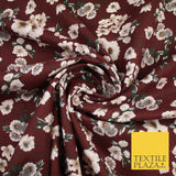 Wine Floral Flower Blossom Brushed Cotton Winceyette Printed Fabric 58" 9069
